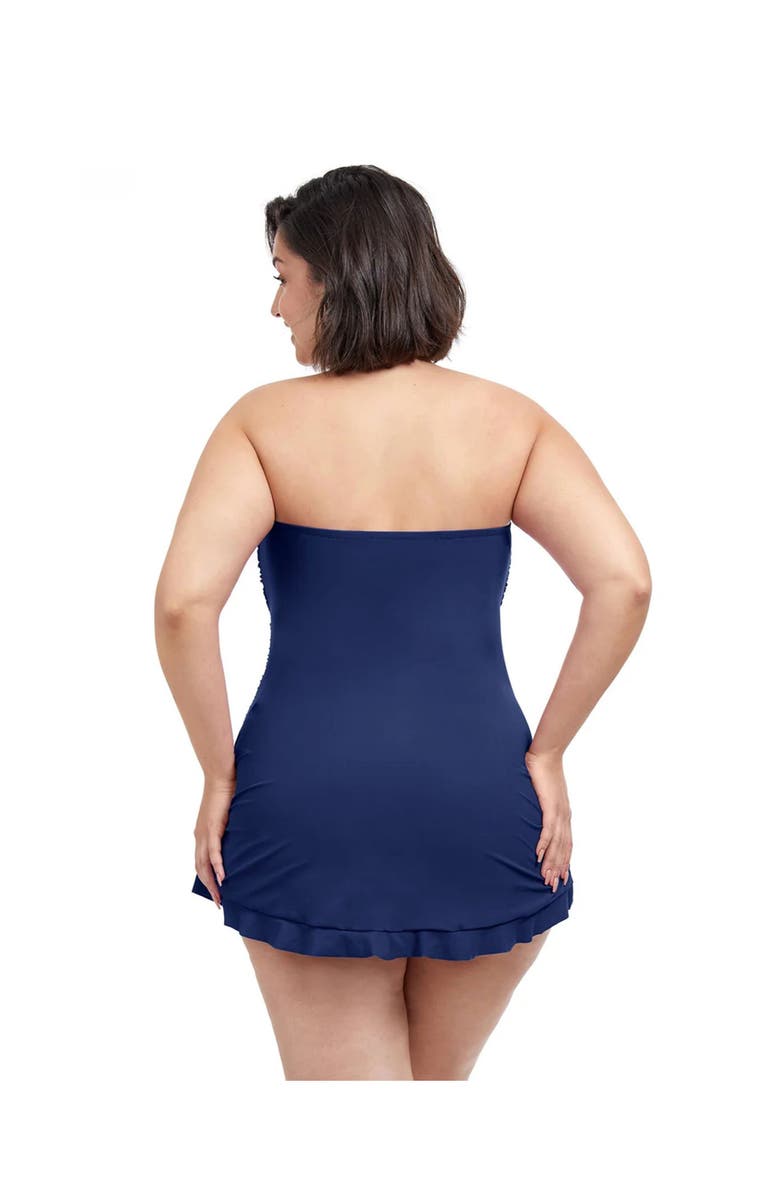 Profile by Gottex Tutti Frutti Plus Size Bandeau Swimdress, Alternate, color, Navy