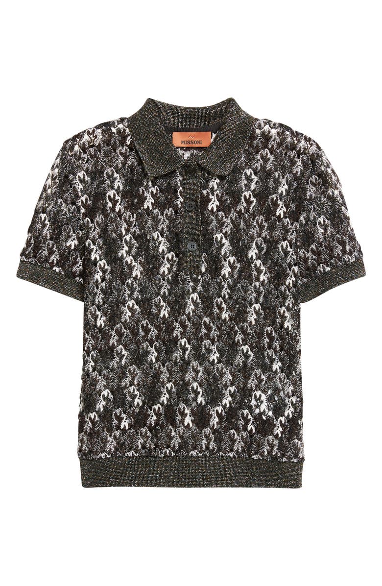 Missoni Knit Metallic Lace Polo, Alternate, color, Dark Brown And Black
