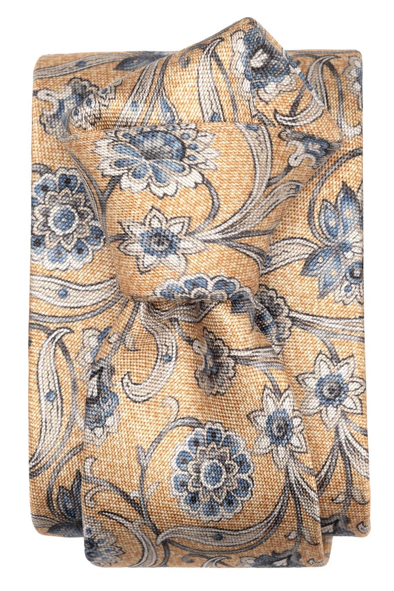 Niccolò - Extra Long Printed Silk Tie for Men, Alternate, color, Yellow