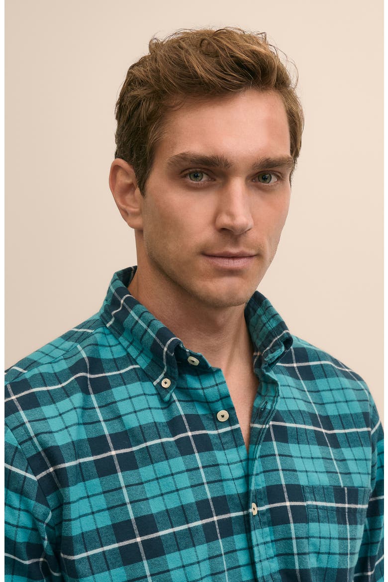 Portuguese Flannel Plaid Button-Down Shirt, Alternate, color, LTBLUECHK