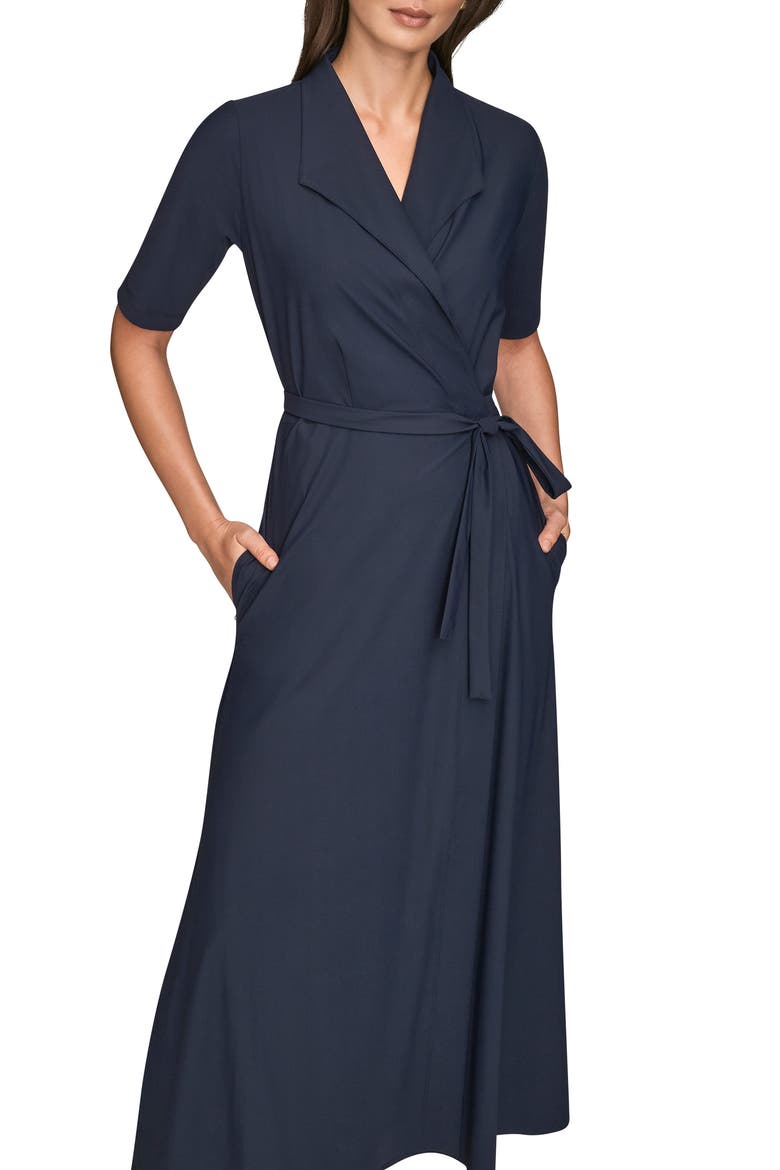 Elbow Sleeve Wrap Maxi Dress, Alternate, color, NIGHTFALL