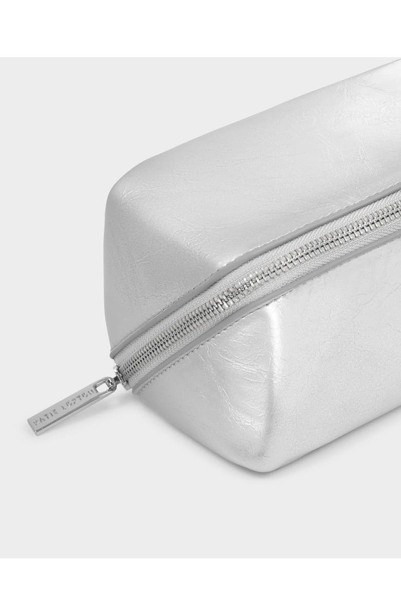 Katie Loxton Patent Crackle Fold-Out Mirror Makeup Bag in Silver, Alternate, color, Silver