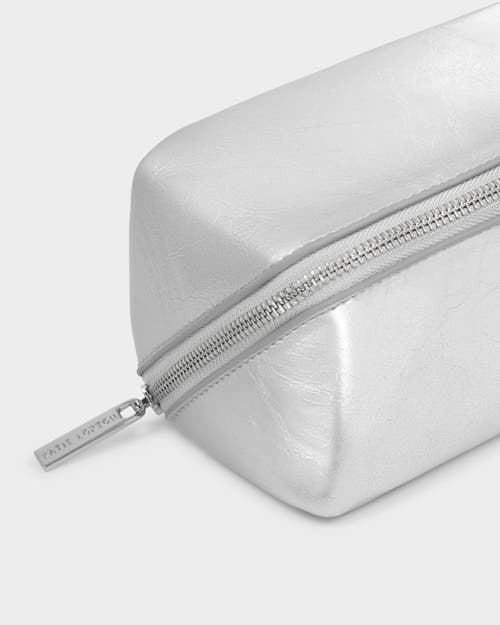 Katie Loxton Patent Crackle Fold-out Mirror Makeup Bag In Silver