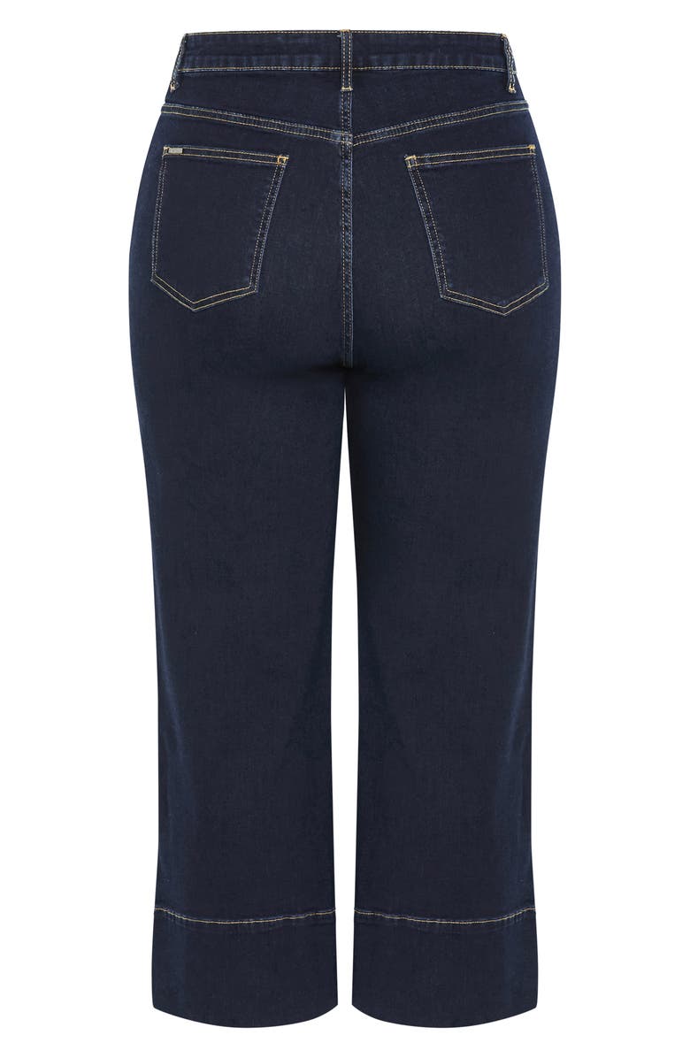 City Chic Millie Crop Wide Leg Jeans, Alternate, color, Dark Denim