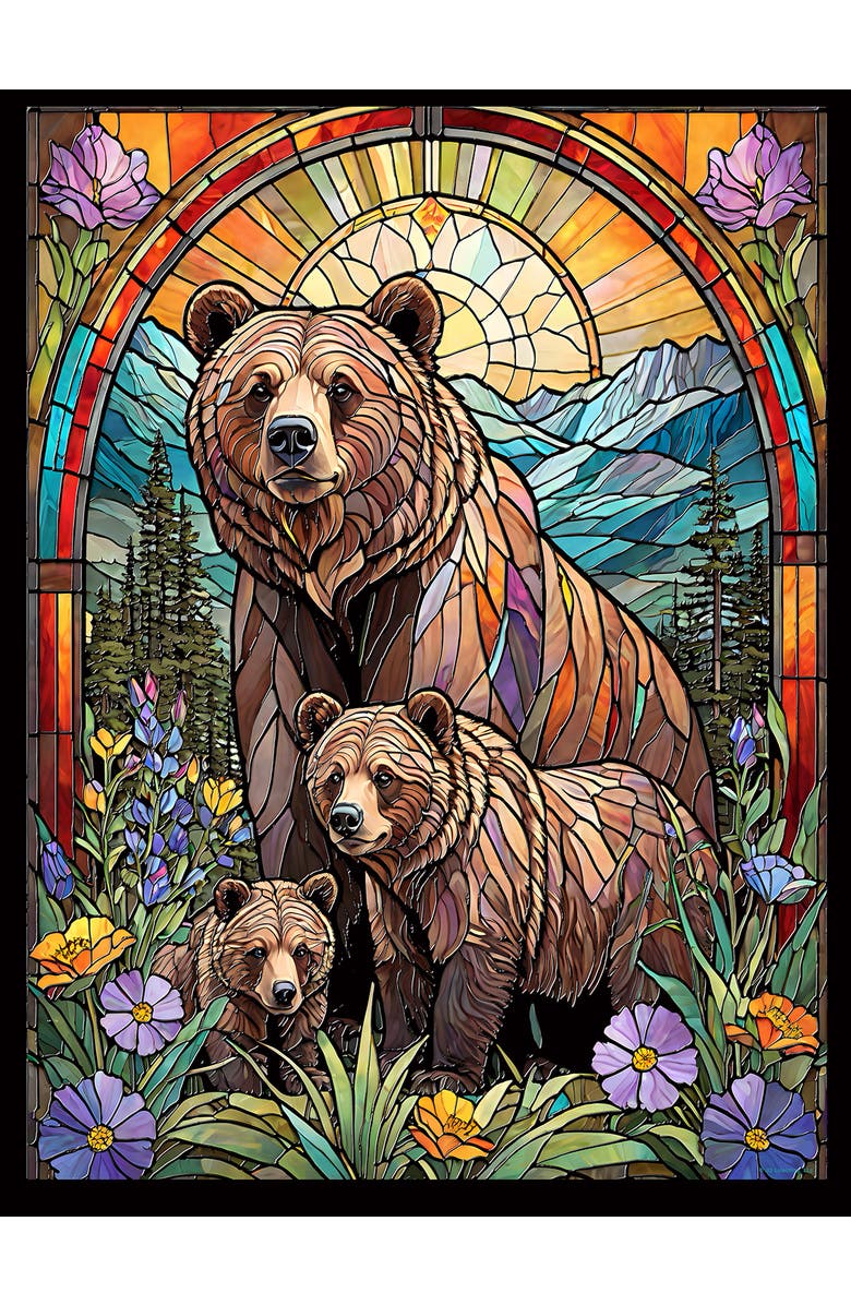 Sunsout Griz Family Stained Glass Bears 500 piece Jigsaw Puzzle for Adults, Alternate, color, Multicolor