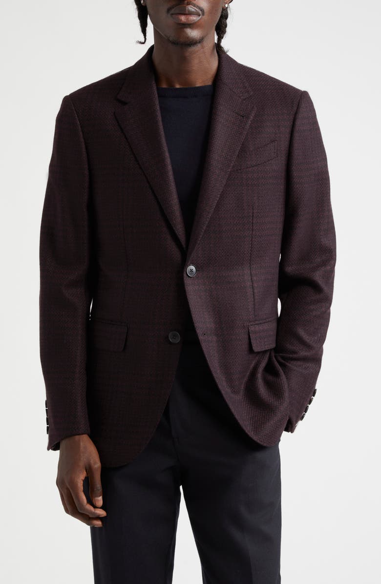 ZEGNA Oasi Plaid Cashmere Blazer, Main, color, Plum