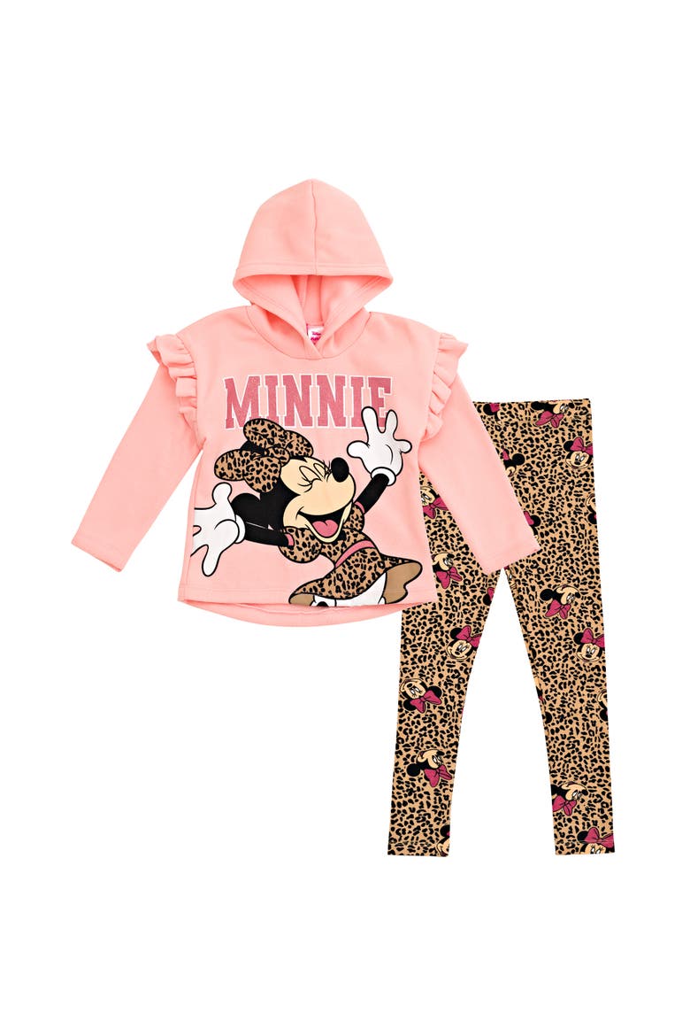 Minnie Mouse 2-Piece Fleece Hoodie and Leggings Set, Main, color, Minnie Pink Leopard