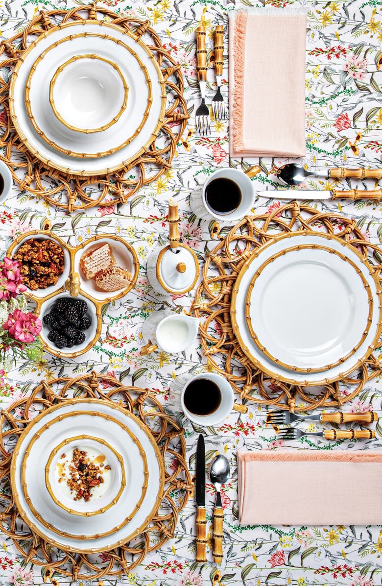 Juliska Bamboo Ceramic Dessert/Salad Plate, Alternate, color, Whitewash/ Bamboo Natural