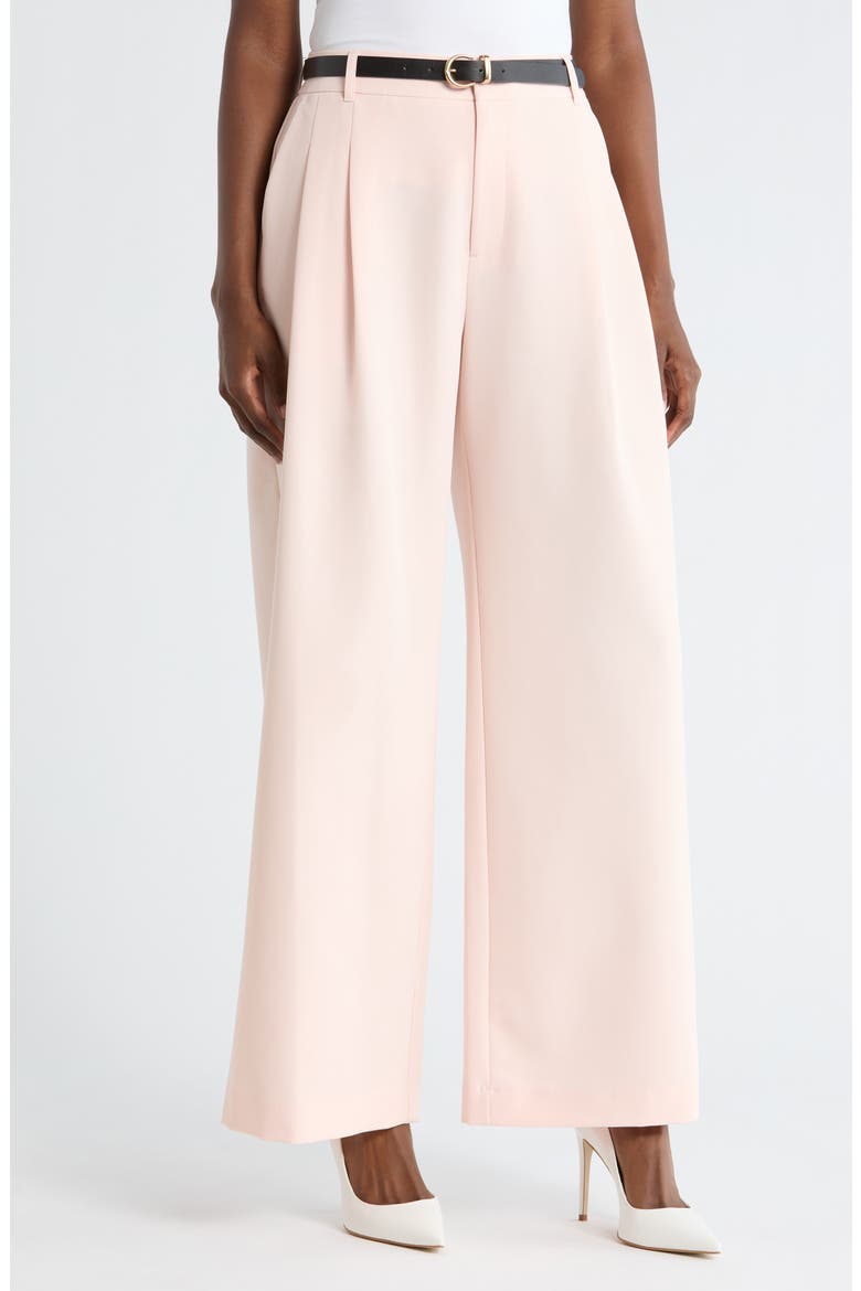 Double Pleat Wide Leg Pants, Main, color, PINK SHELL