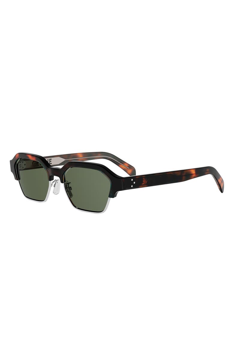 CELINE Combi 53mm Geometric Sunglasses, Alternate, color, Dark Havana / Green