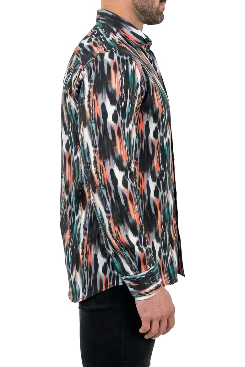 Fibonacci Contemporary Fit Button-Up Shirt, Alternate, color, BLACK