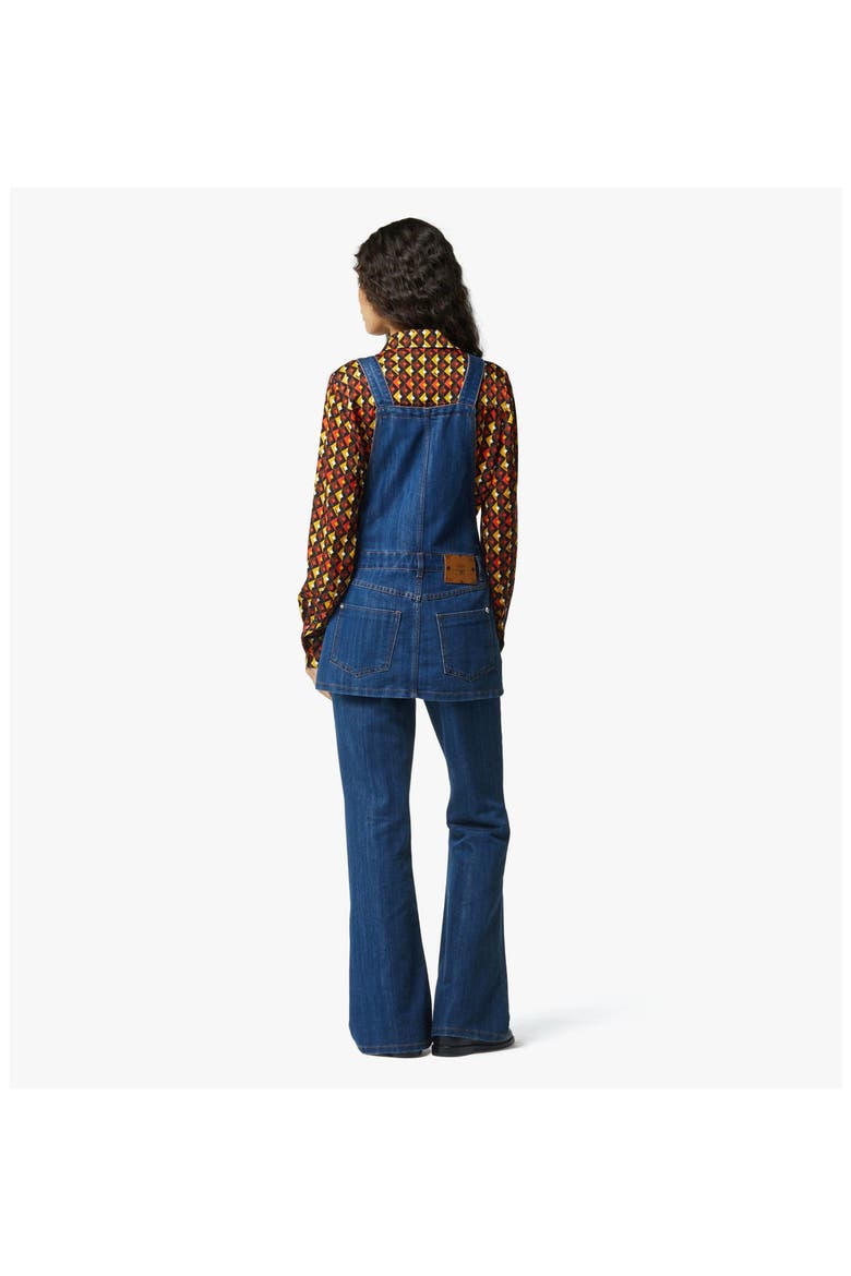 Overall Skirt in Lurex Denim, Alternate, color, Indigo