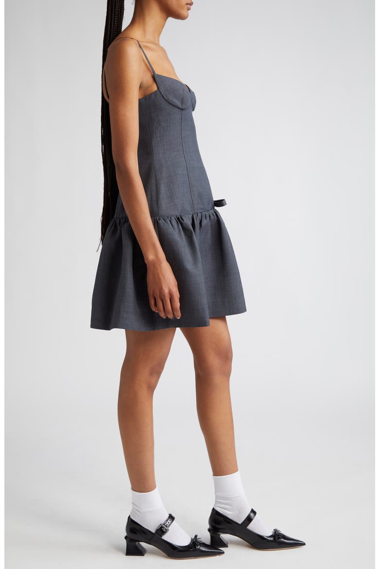 Bowknot Twill Corset Dress, Alternate, color, GREY