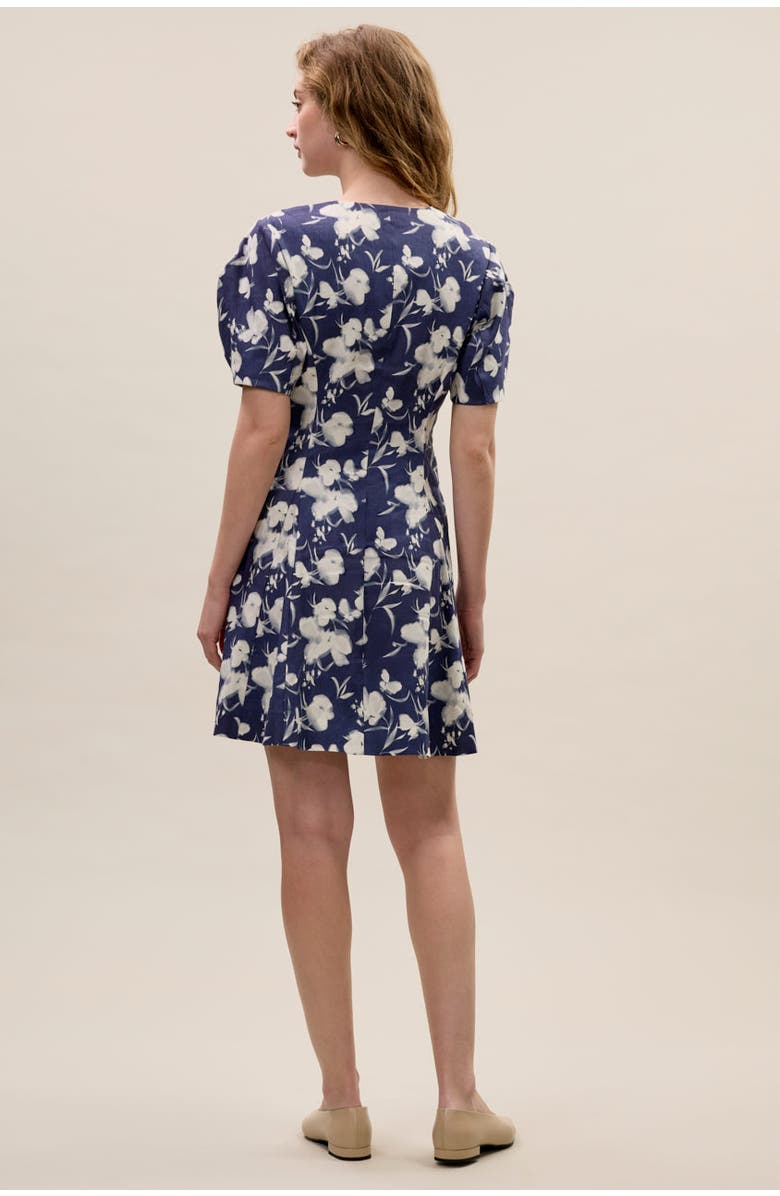 Rebecca Taylor Bea Linen Mini Dress, Alternate, color, Navy Combo