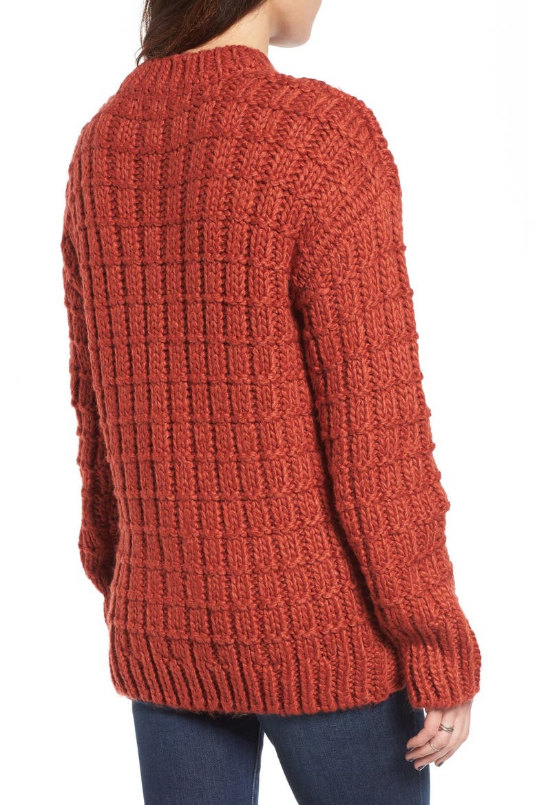 Chunky Knit Crewneck Sweater, Alternate, color, RED
