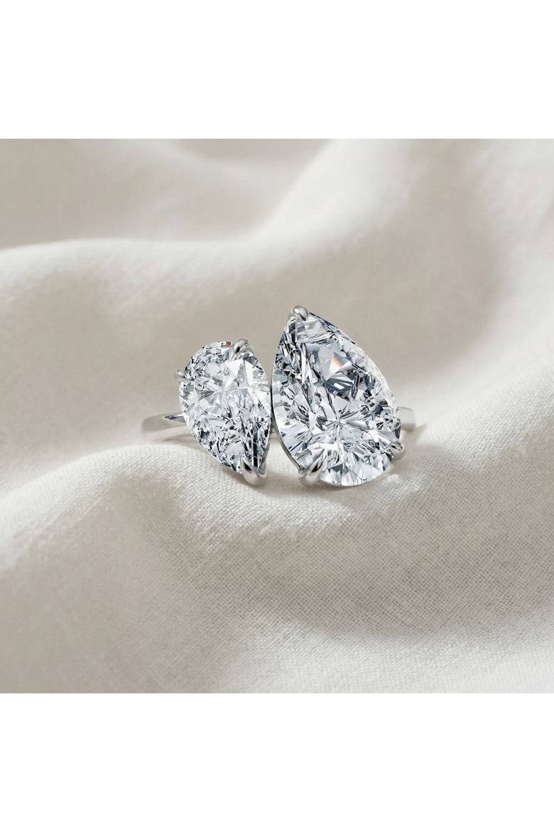 3Ct Toi Et Moi Pear Shape Diamond Ring 14k Gold Lab Grown, Alternate, color, 14k Yellow Gold