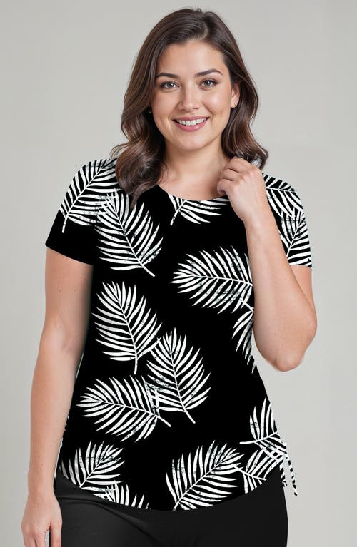 Calypsa Plus Size Short Sleeve Adele Swim Top In Black