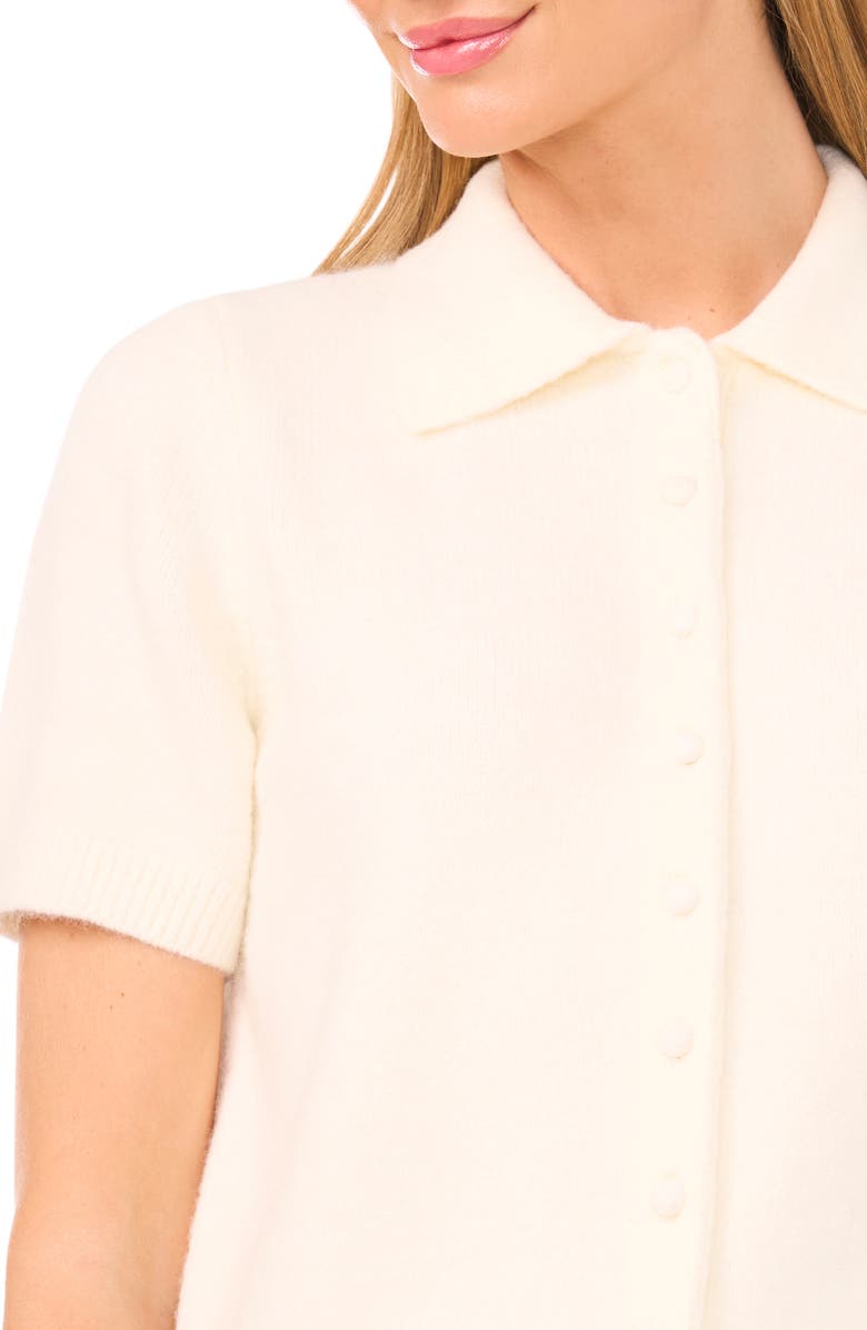 Ted Baker Short Sleeve Polo Sweater, Alternate, color, Warm White