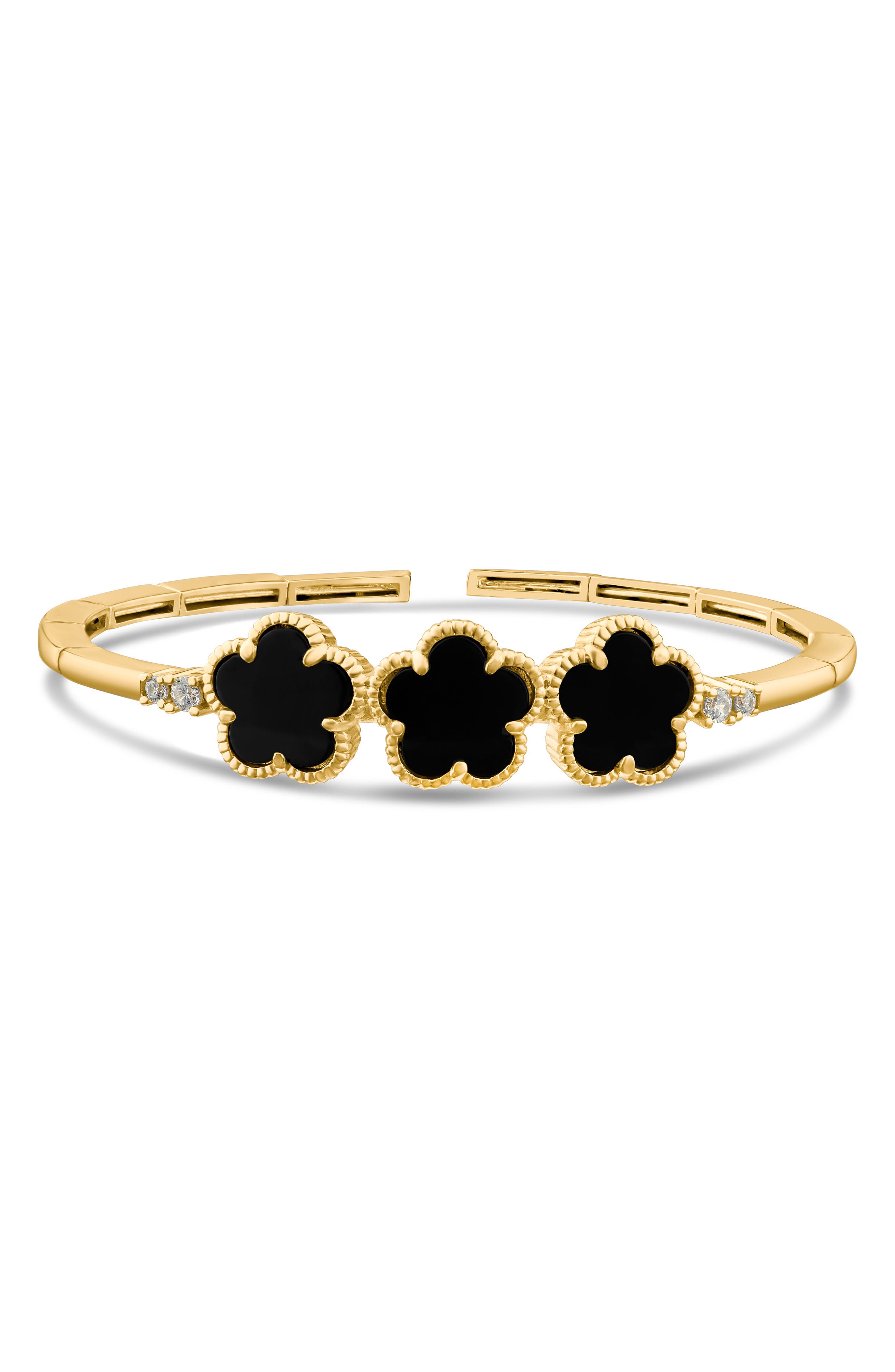 CZ by Kenneth Jay Lane Clover Open Cuff Bracelet