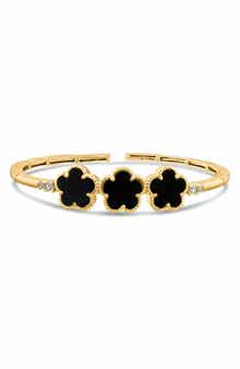 CZ by Kenneth Jay Lane Clover Open Cuff Bracelet