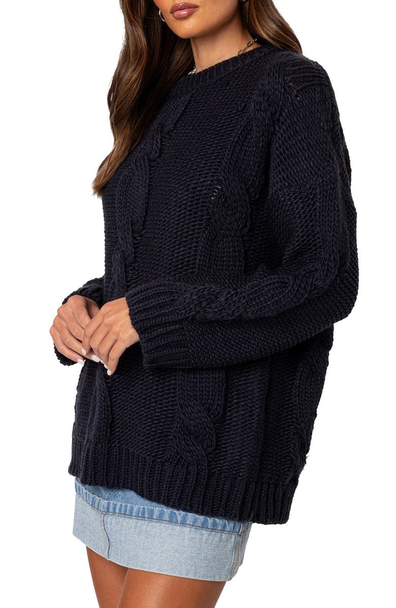 EDIKTED Aline Cable Stitch Oversized Sweater, Alternate, color,