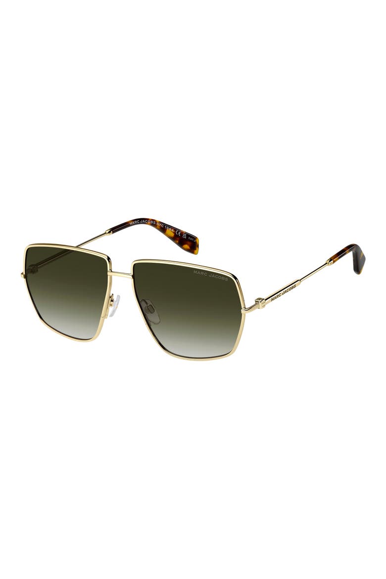 60mm Gradient Square Sunglasses, Alternate, color, GOLD HAVANA/ GREEN SHADED