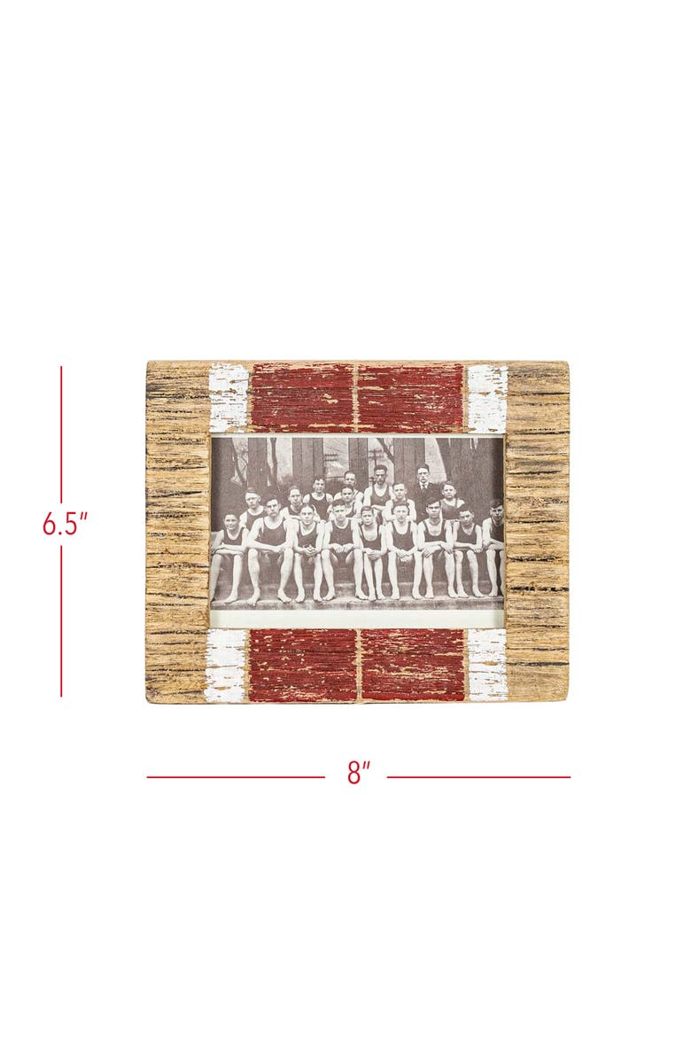 Foreside Home and Garden 4x6 Inch Washed Driftwood Picture Frame Red Wood MDF & Glass, Alternate, color, Red