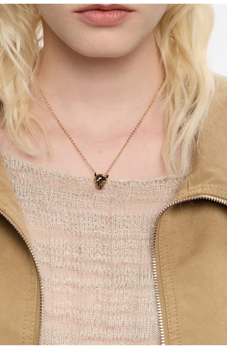 Bimba y Lola Dark Panther Head Necklace, Alternate, color, Gold