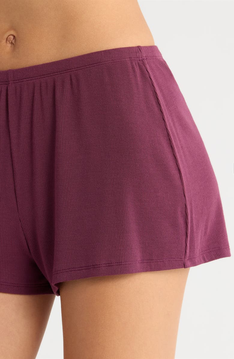 Natori Rib Essentials Short Pajamas, Alternate, color, Cherry Lacquer