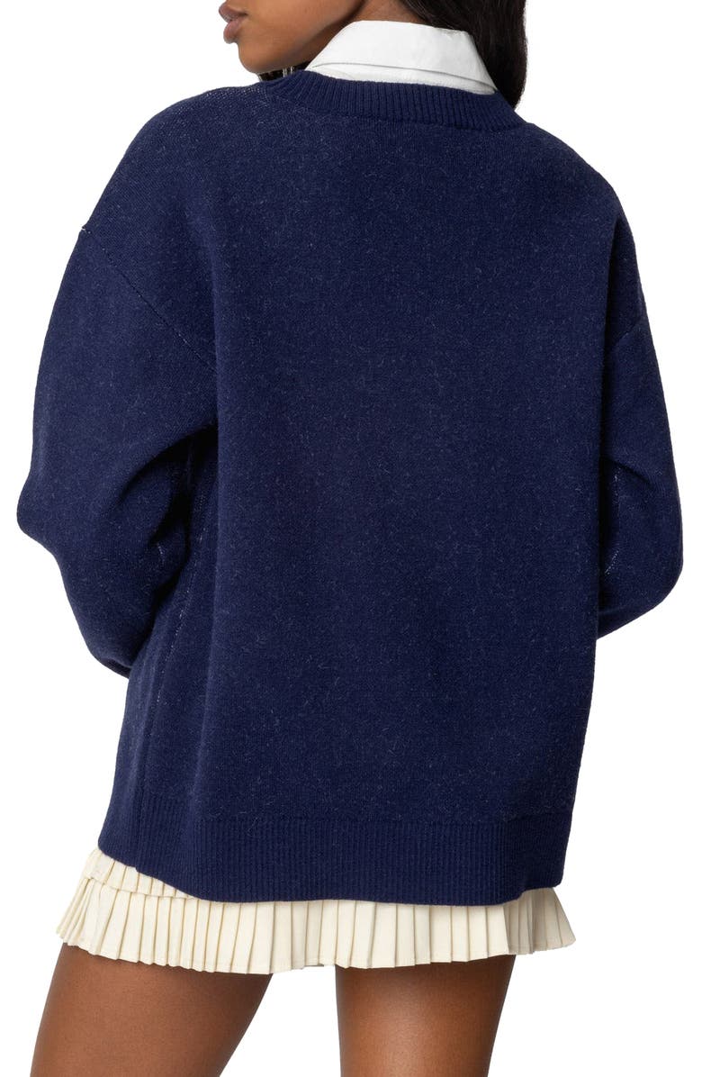 EDIKTED Roll the Dice Graphic Crewneck Sweater, Alternate, color, Navy