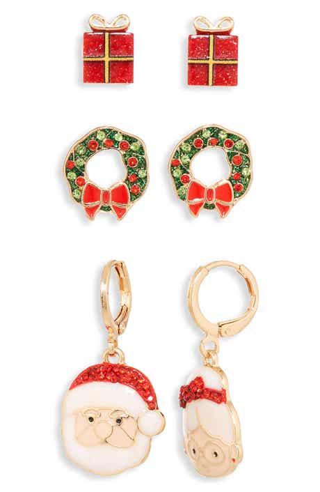 Leith 3-Pack Assorted Holiday Stud & Hoop Earrings