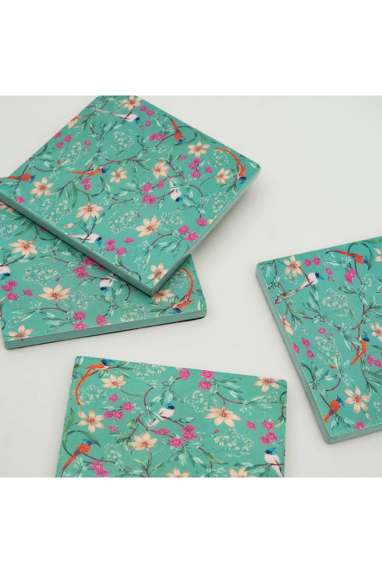 Aqua Flora Coasters, Alternate, color, Aqua Flora