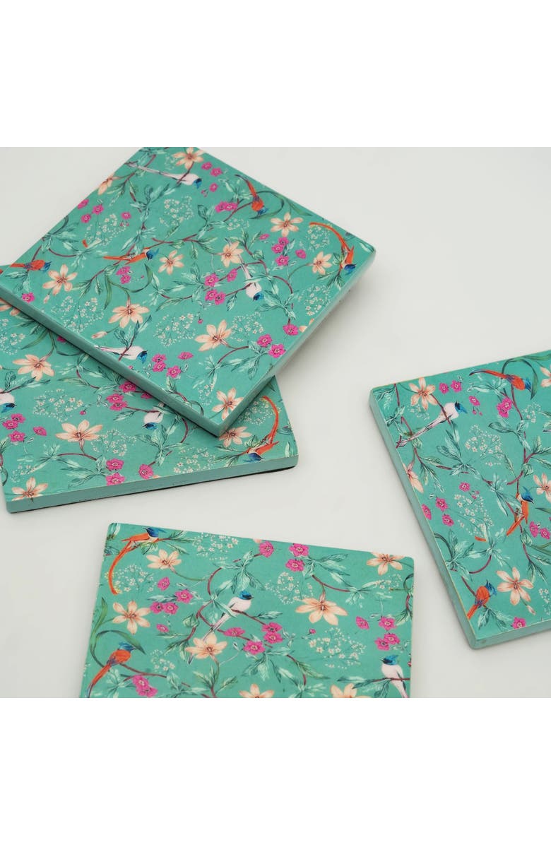Mela Artisans Aqua Flora Coasters, Alternate, color, Aqua Flora