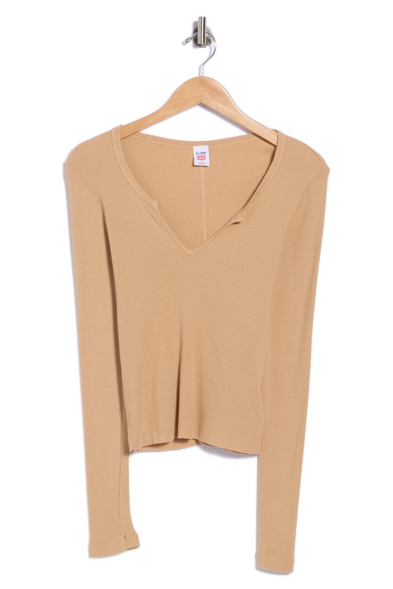 V-Notch Baby Long Sleeve Tee, Alternate, color, KHAKI