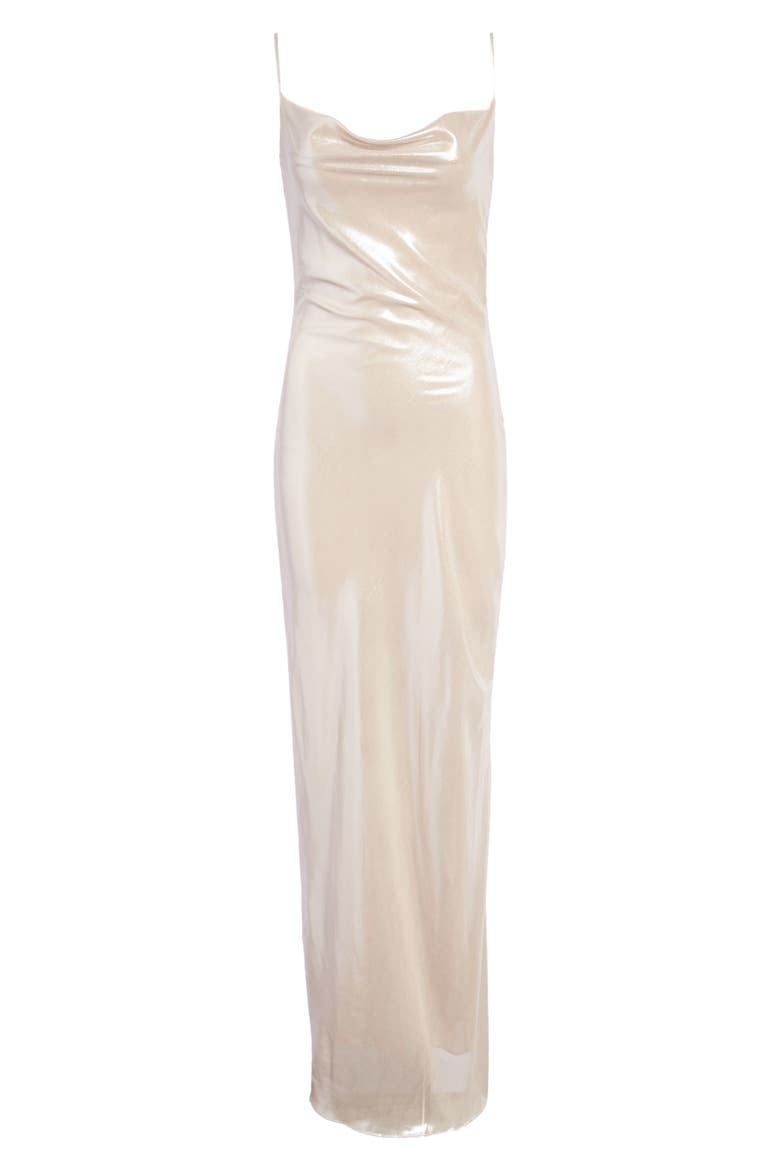 Leia Low Back Cowl Neck Satin Slipdress, Alternate, color, CHAMPAGNE