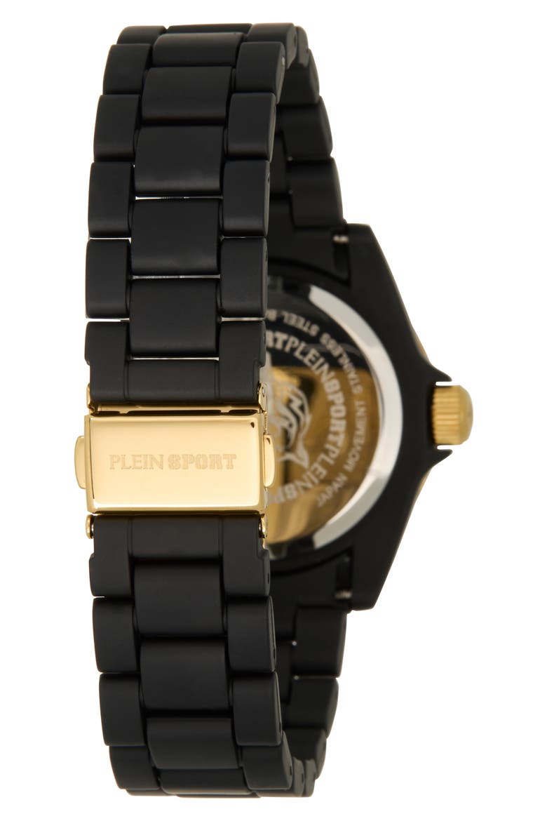 The Scratch Plastic Strap Watch, 38mm, Alternate, color, BLACK