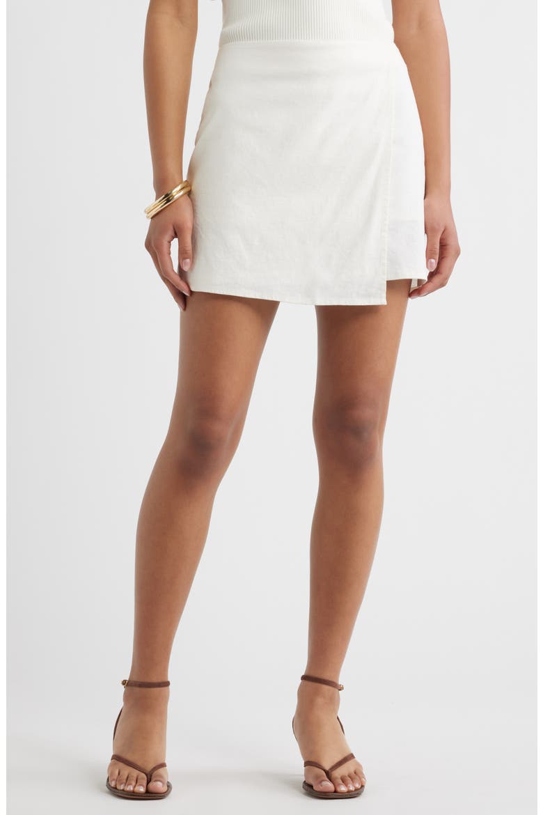 Linen Blend Skirt, Main, color, WHITE