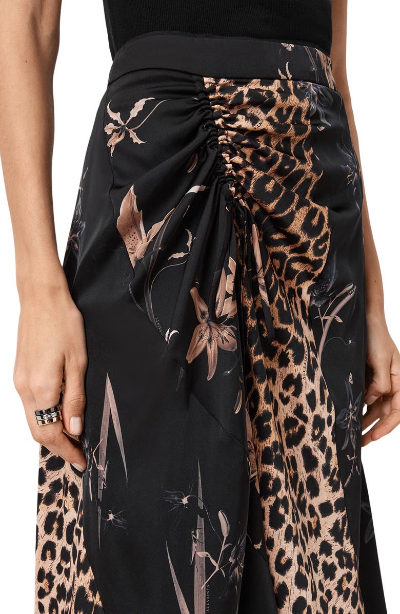 AllSaints Arleen Mixed Print Maxi Skirt, Alternate, color, Petra Black