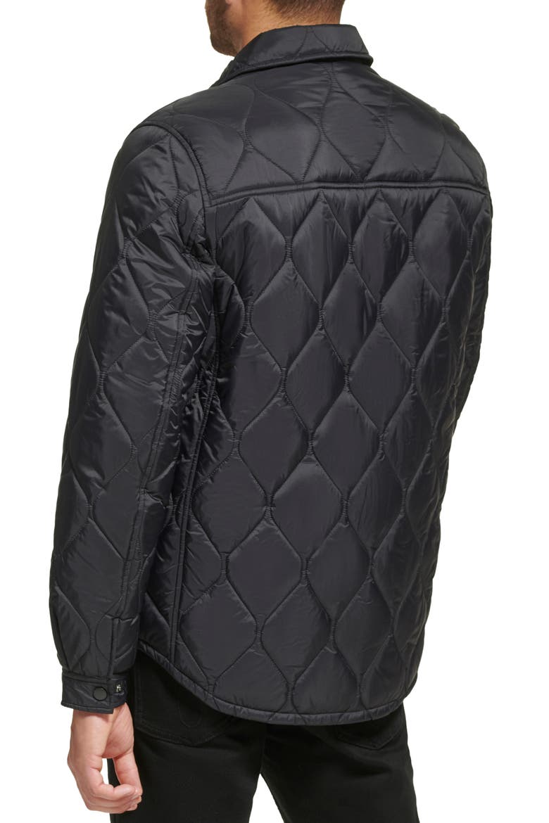 Water Resistant Quilted Shirt Jacket, Alternate, color, BLACK
