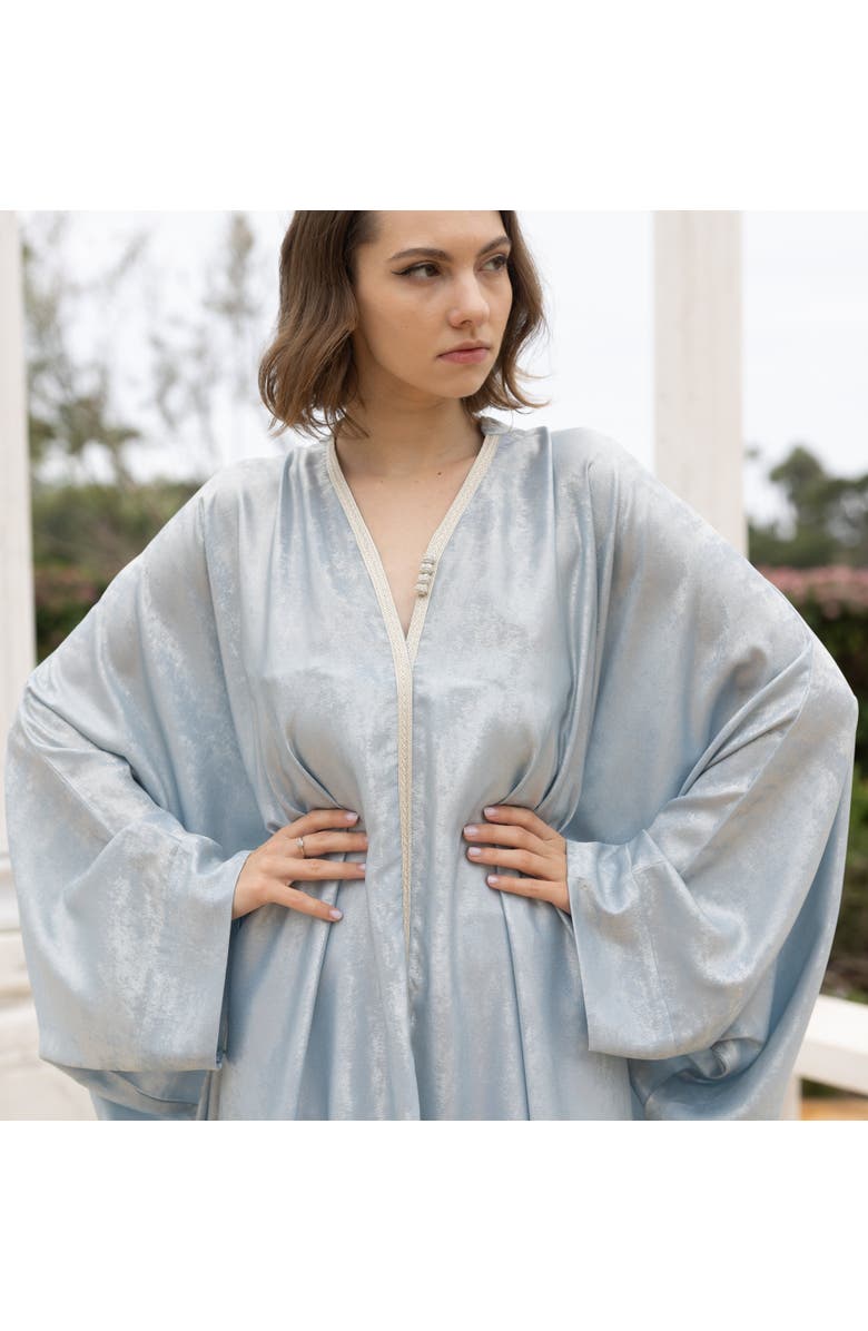 Le Fafo Metallic Silk Kaftan Gown, Alternate, color, Blue