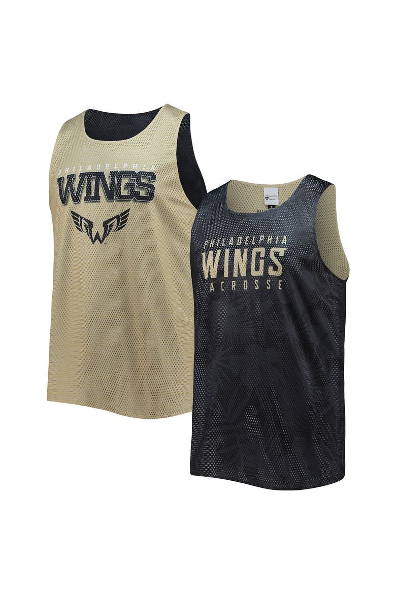 Men's FOCO Black/Gold Philadelphia Wings Reversible Mesh Tank Top, Main, color, Black