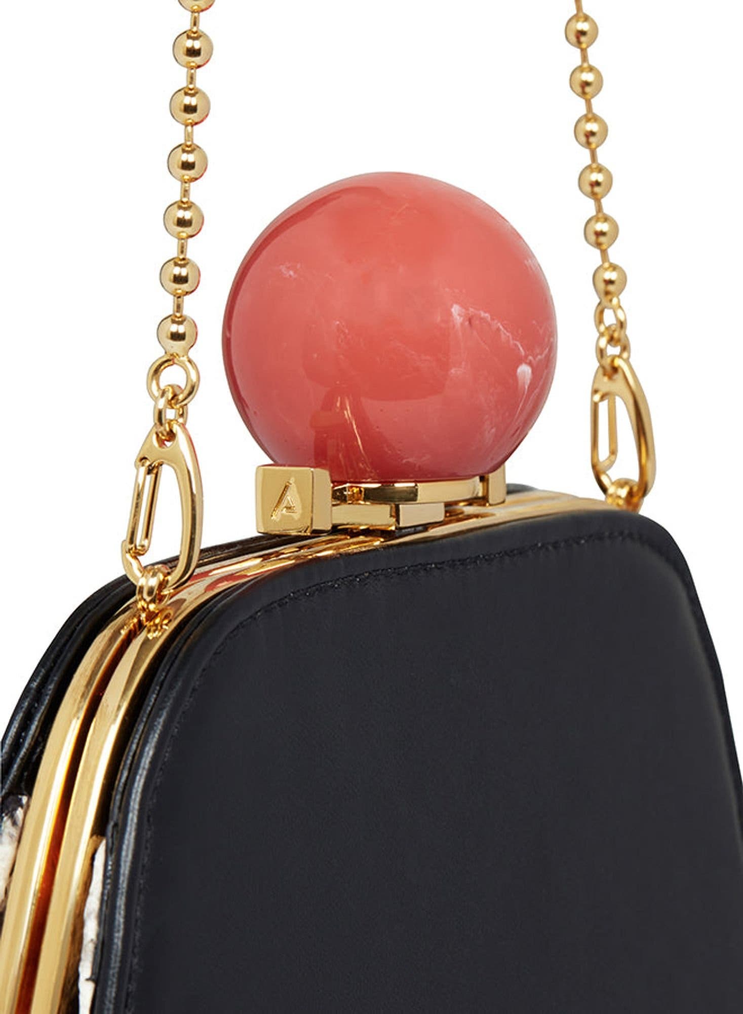 Josephine Ball Frame Calfskin Leather Bag, Alternate, color, Black