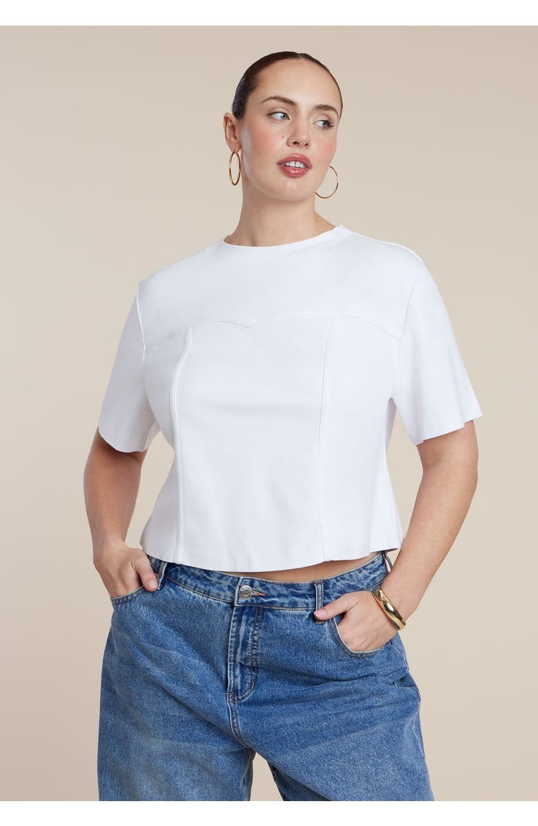 ELOQUII Bustier Seam Detail Tee, Main, color, Optic White