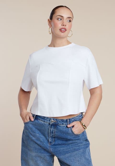 Bustier Seam Detail Tee (Plus)