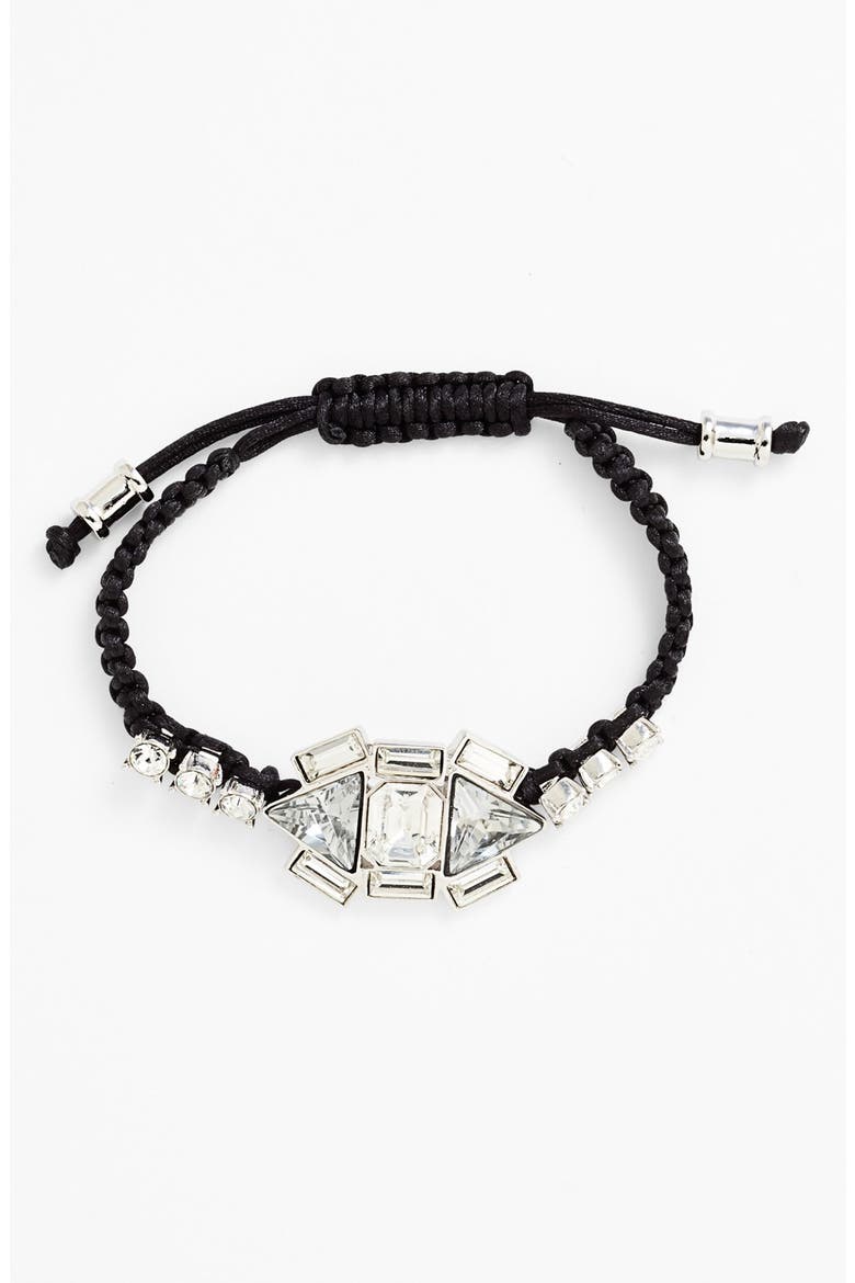 Crystal Cluster Macramé Bracelet, Main, color, SILVER/ BLACK/ CRYSTAL