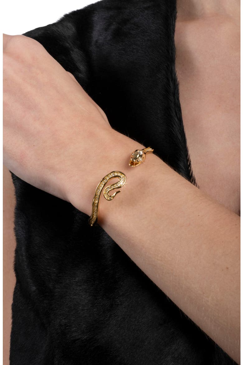 Serpent Crystal Bypass Hinge Bangle, Alternate, color, CRYSTALS
