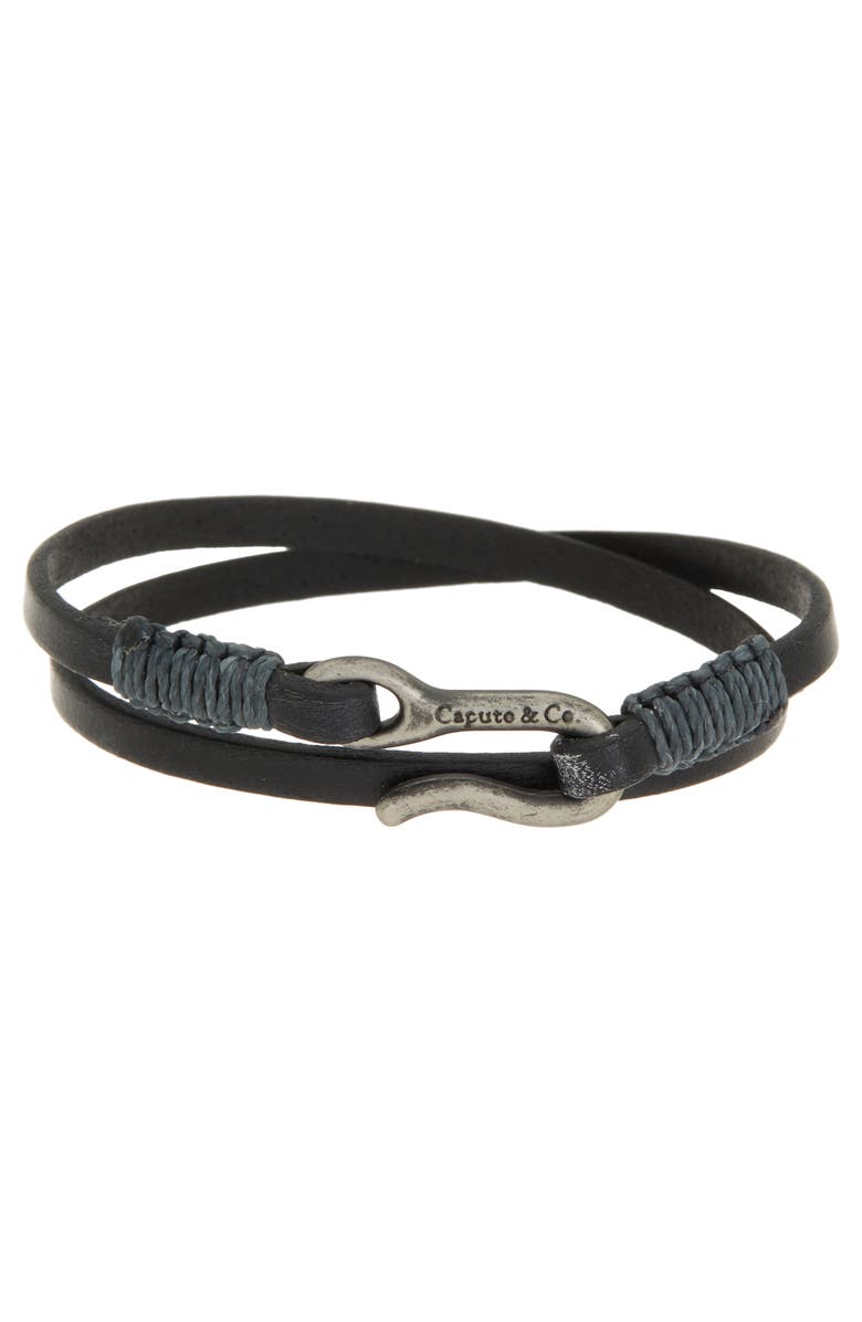 Caputo & Co. Double Wrap Leather Bracelet, Main, color,