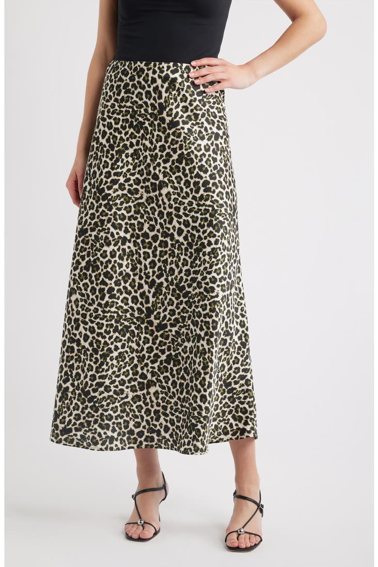 Print Flare Maxi Skirt, Main, color, BAY LEAF MULTI