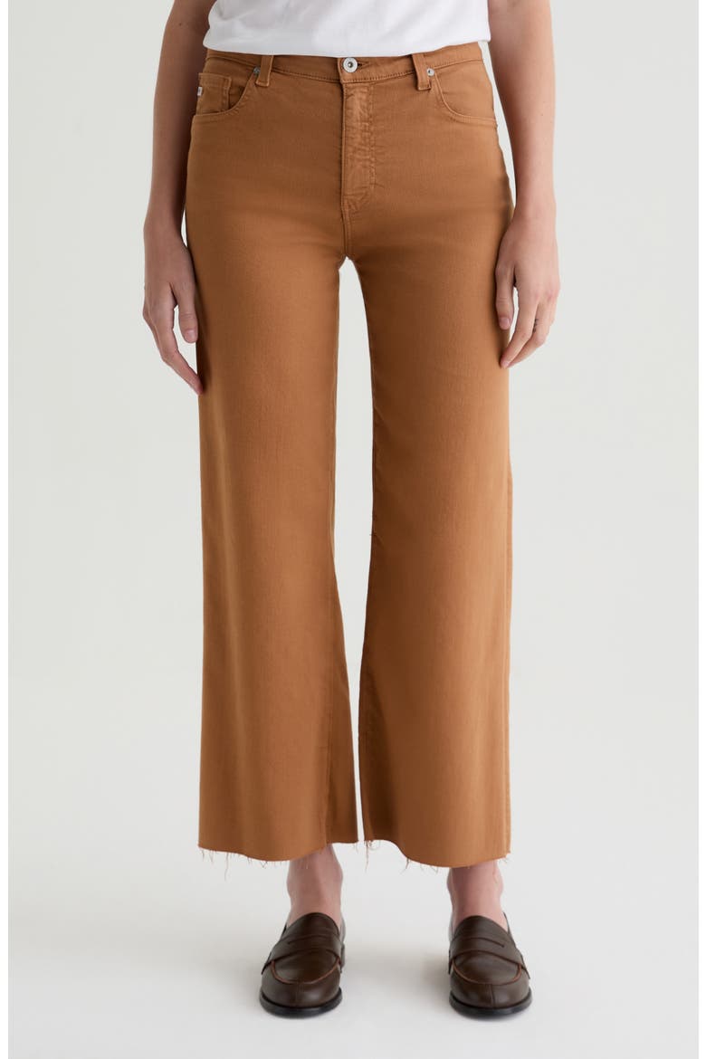 Saige Raw Hem Ankle Wide Leg Jeans, Main, color, GINGER