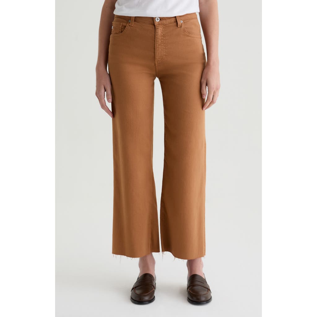 Ag Saige High Rise Wide Leg Crop Jeans In Ginger In Brown